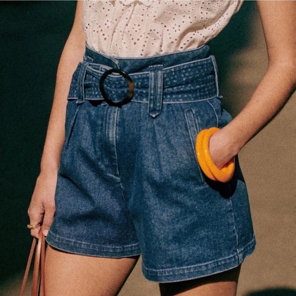 Sezane Denim High Rise Shorts